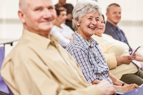 A group of people at a meeting